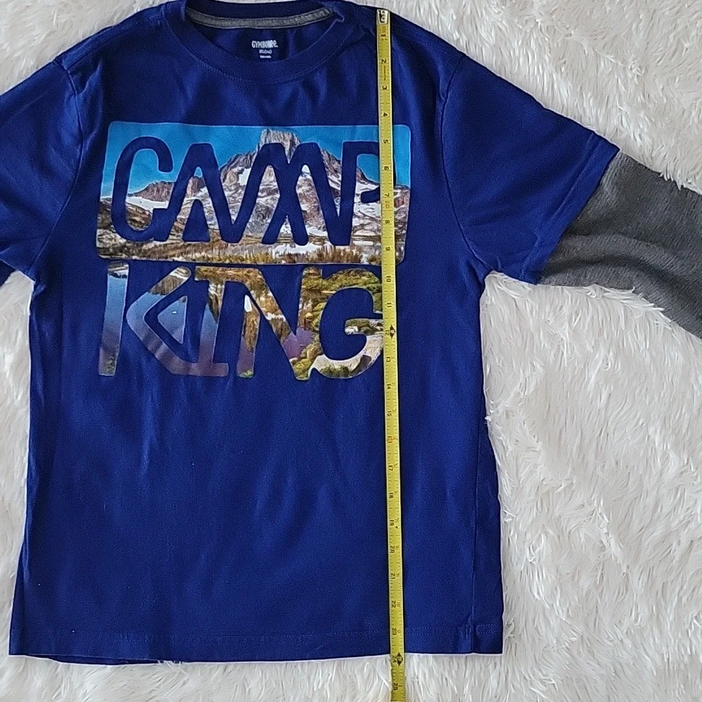 Gymboree Camp King Blue And Gray Long Sleeve Shirt Size 14